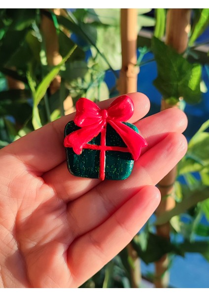 El Yapımı Christmas Gift Box Yılbaşı Yeşil Kutu Küpe - Şık, Hediyelik, Yılbaşı, Yeniyıl
