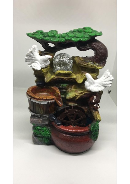 Renk Değiştiren Işıklı Su Değirmeni Şelale Kuşlu