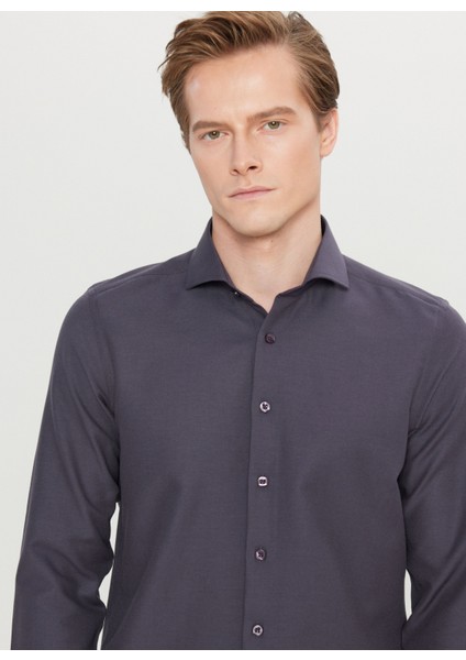 Tailored Fit Italyan Yaka Antrasit Erkek Gömlek ACE020261606_ATR fırsatları