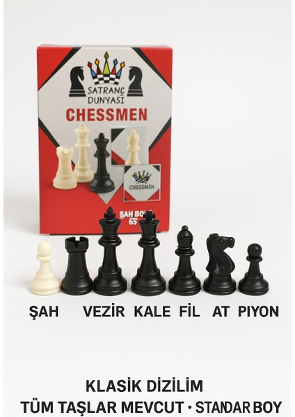 Satranç Dünyası 32 Parça Plastik Satranç Taşı Seti – Dayanıklı, 65 mm Şah Boyu, Tam Takım modelleri