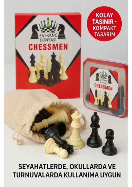 Satranç Dünyası 32 Parça Plastik Satranç Taşı Seti – Dayanıklı, 65 mm Şah Boyu, Tam Takım indirimleri