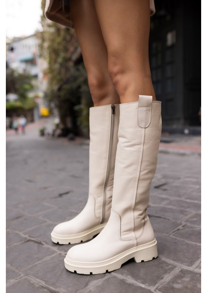 Raymom Kadin Siyah Gercek Deri Fermuarli Çizme