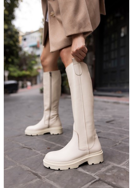 Raymom Kadin Siyah Gercek Deri Fermuarli Çizme