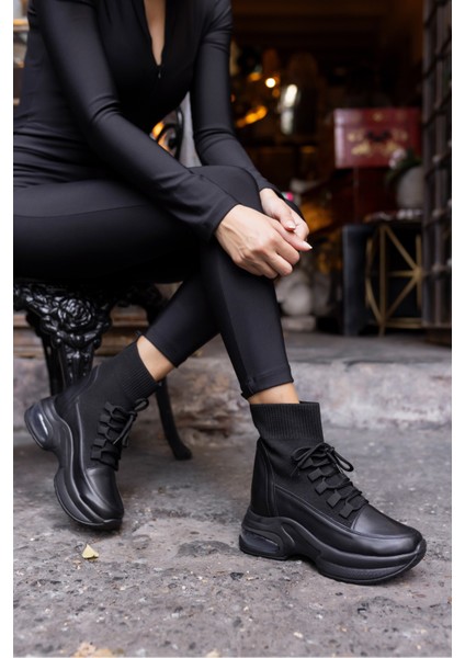 Jazu Kadın Siyah Trıko Detay Dolgu Topuklu Bot fiyatları