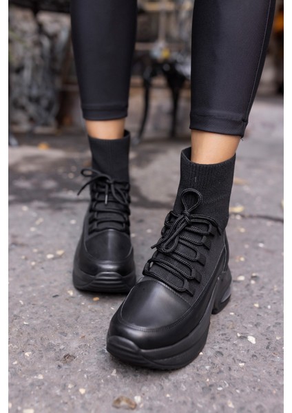 Jazu Kadın Siyah Trıko Detay Dolgu Topuklu Bot modelleri