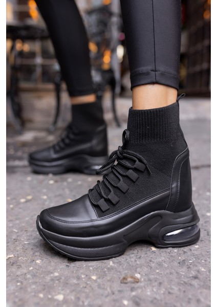 Jazu Kadın Siyah Trıko Detay Dolgu Topuklu Bot fırsatları