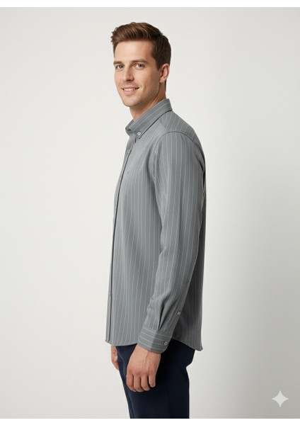 Erkek Örme Çizgili Uzun Kol Gömlek fiyatları