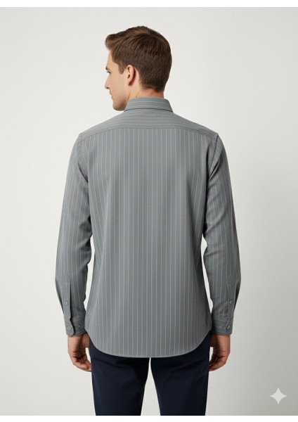 Erkek Örme Çizgili Uzun Kol Gömlek modelleri