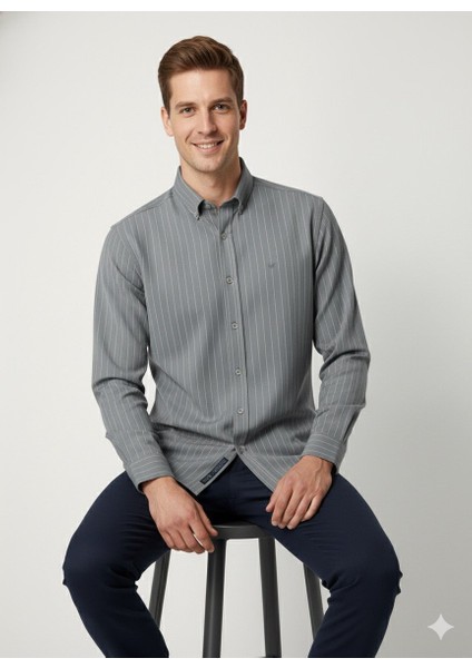 Erkek Örme Çizgili Uzun Kol Gömlek fırsatları