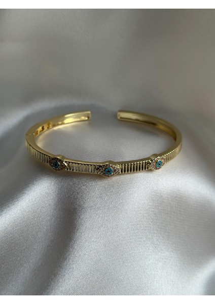 14 K Altın Kaplama Göz Detaylı Kelepçe