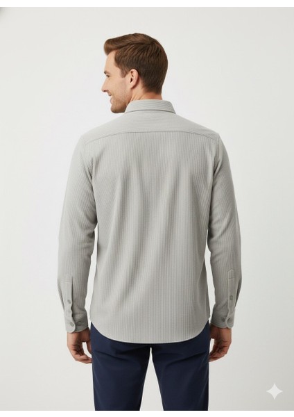 Erkek Örme Fitilli Slimfit Gömlek modelleri