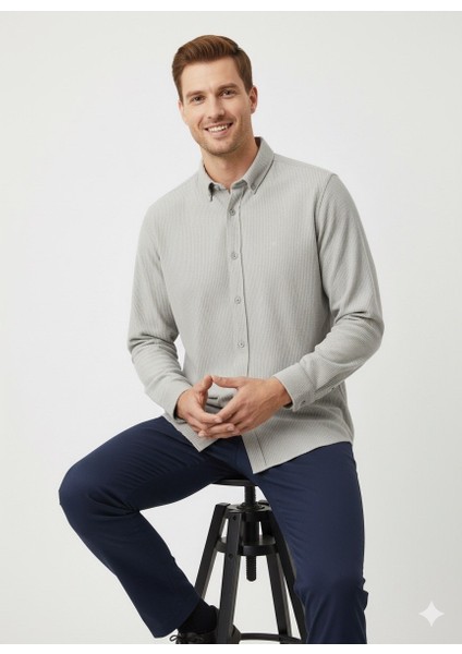 Erkek Örme Fitilli Slimfit Gömlek fırsatları