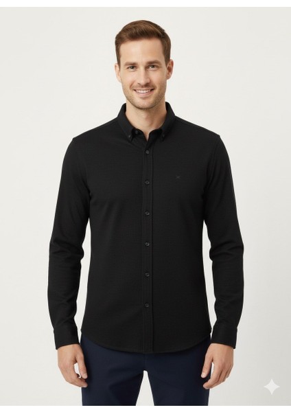 Erkek Örme Uzun Kol Gömlek