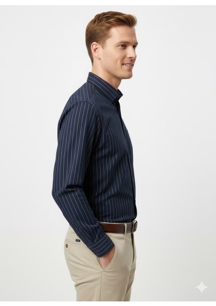 Erkek Örme Çizgili Uzun Kol Gömlek fiyatları
