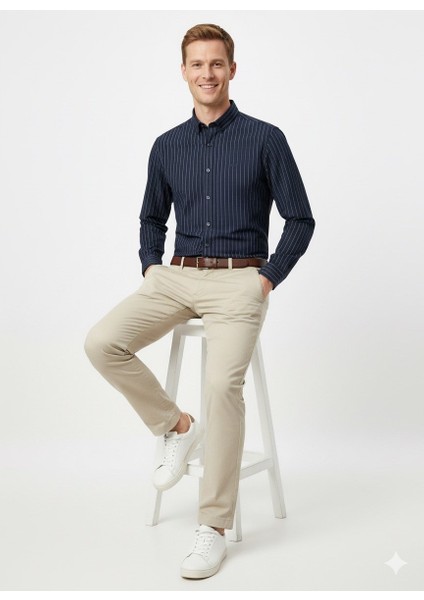 Erkek Örme Çizgili Uzun Kol Gömlek fırsatları