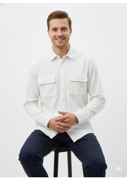 Erkek Örme Çizgili Uzun Kol Gömlek fırsatları