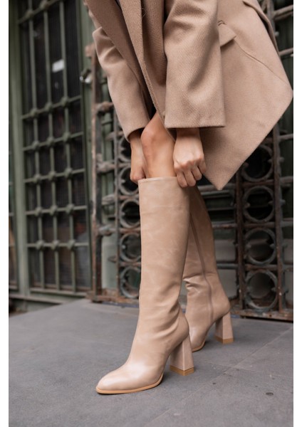 Zola Kadin Nude Desenli Malzeme Çizme