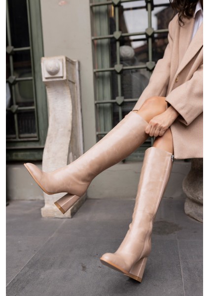 Zola Kadin Nude Desenli Malzeme Çizme