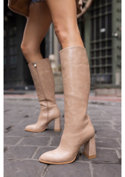 Zola Kadin Nude Desenli Malzeme Çizme