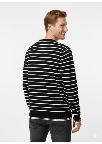 Erkek Çizgili Bisiklet Yaka Kazak 711 modelleri