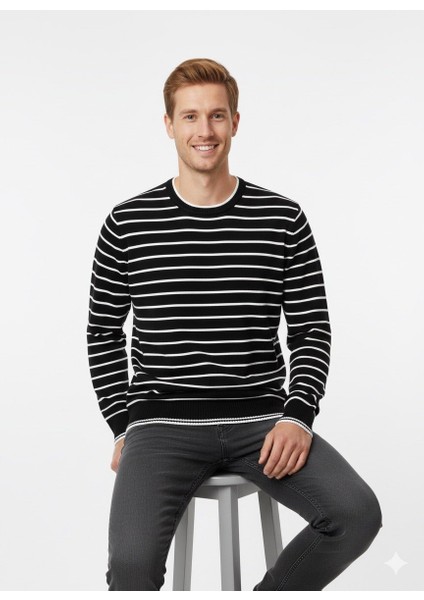 Erkek Çizgili Bisiklet Yaka Kazak 711 fırsatları