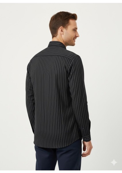 Erkek Örme Çizgili Uzun Kol Gömlek modelleri