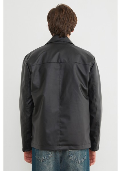 Gömlek Yaka Içi Peluş Astar Suni Deri Ceket fırsatları