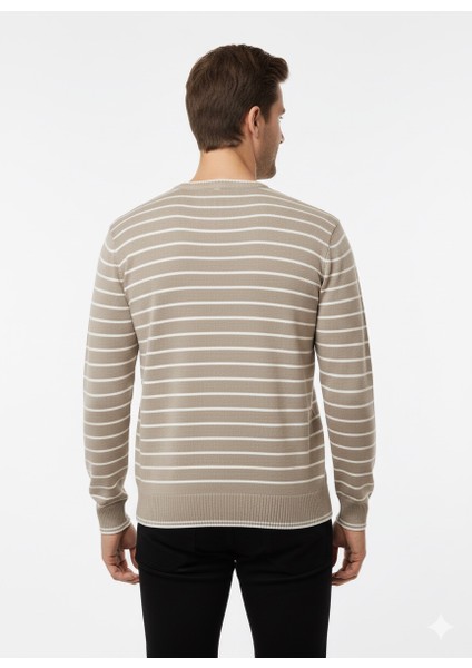 Erkek Çizgili Bisiklet Yaka Kazak 711 modelleri