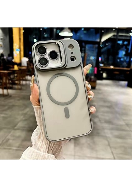 iPhone 17 Pro Max Safir Kamera Lens Koruma Hediyeli Magsafe Özellikli Standlı Mat Lüks Zırhlı Kılıf