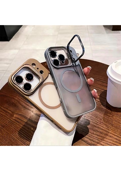 iPhone 17 Pro Max Safir Kamera Lens Koruma Hediyeli Magsafe Özellikli Standlı Mat Lüks Zırhlı Kılıf modelleri