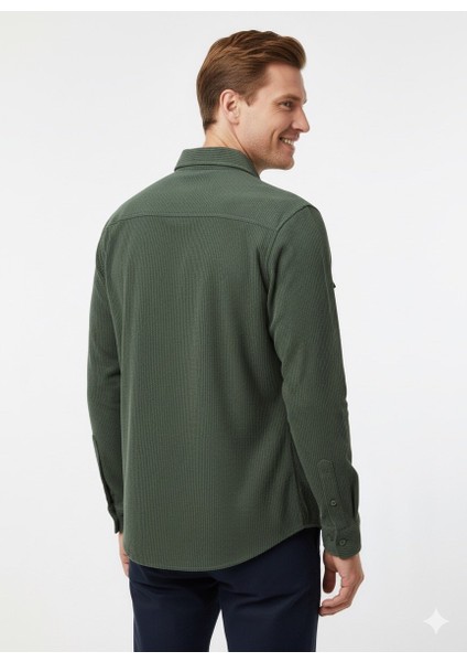 Erkek Örme Çizgili Uzun Kol Gömlek modelleri