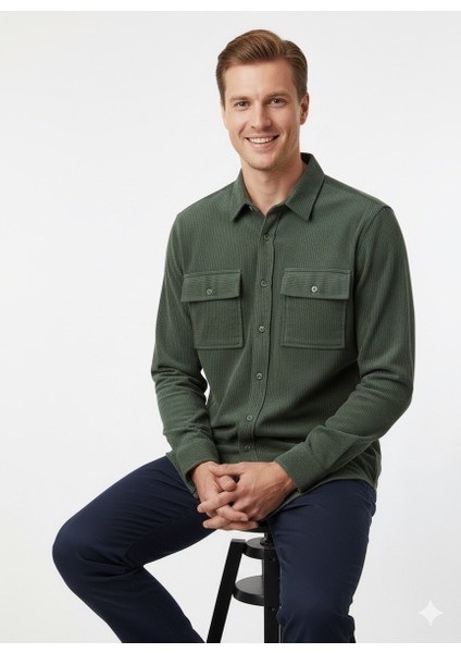 Erkek Örme Çizgili Uzun Kol Gömlek fırsatları