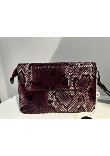 Yılan Desenli Mürdüm Çanta modelleri