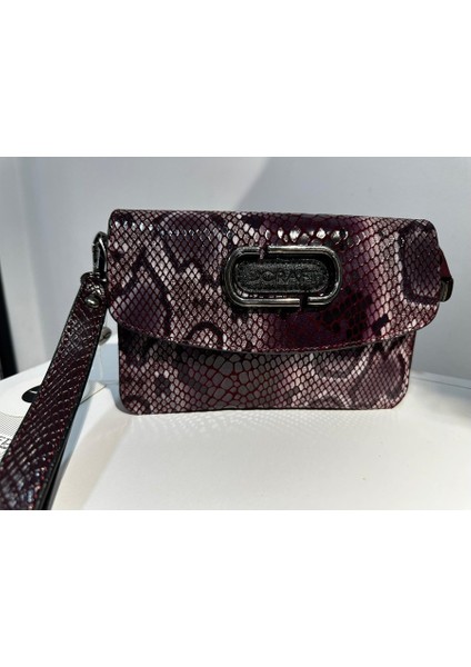 Yılan Desenli Mürdüm Çanta fırsatları