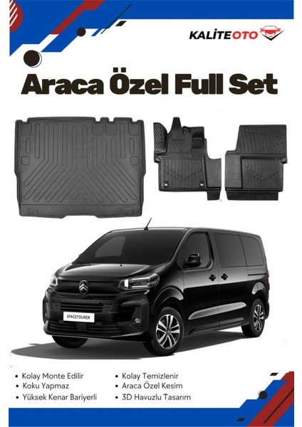 Citroen Jumpy Spacetourer 8+1 2021 Model Yumuşak Paspas+Bagaj Havuzu Seti