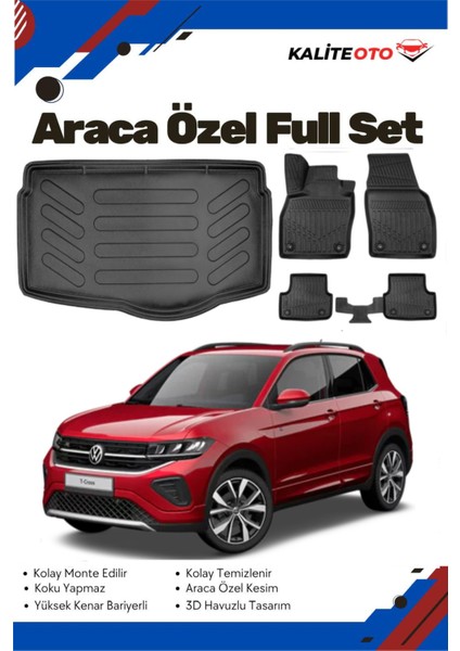 Volkswagen T-Cross 2022 Model Yumuşak Paspas+Alt Bagaj Havuzu Seti