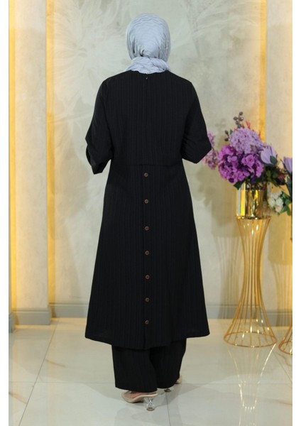 Düğmeli Tesettür Takım Siyah MSW10358-1 fırsatları