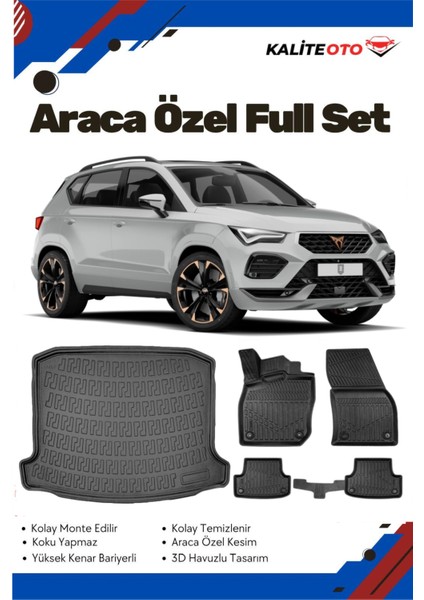 Cupra Ateca 2023-2024-2025 Model Yumuşak Paspas+Bagaj Havuzu Seti