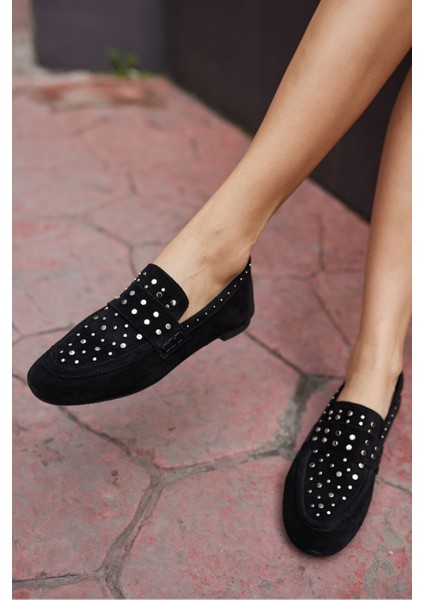 Toscana Kadın Siyah Gercek Suet Pim Detay Babet fiyatları