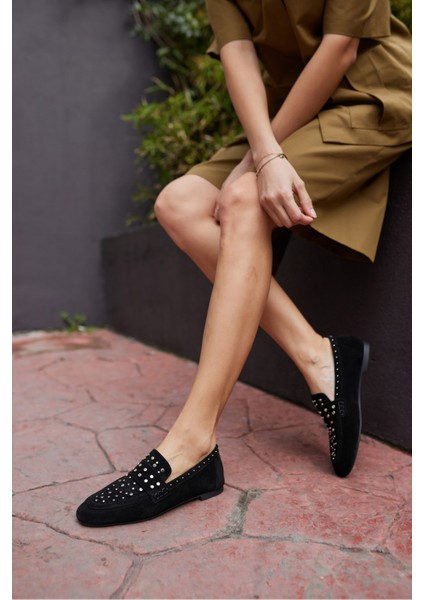 Toscana Kadın Siyah Gercek Suet Pim Detay Babet fırsatları