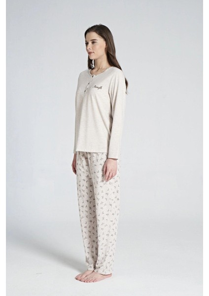 1711 Kadın Düğmeli Yaka Uzun Kollu Pijama Takım fiyatları