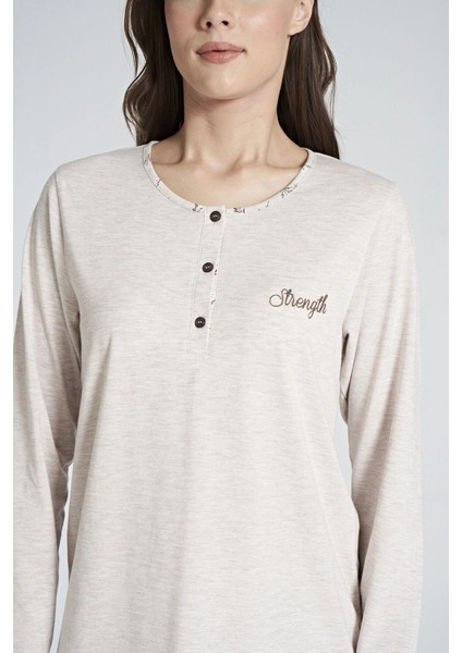 1711 Kadın Düğmeli Yaka Uzun Kollu Pijama Takım fırsatları