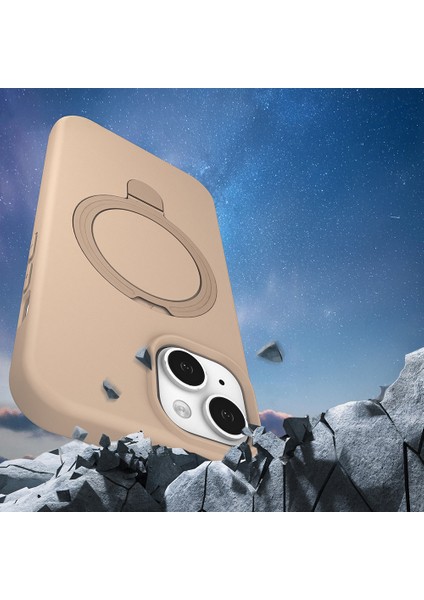 Apple iPhone 13 Uyumlu Magsafe Şarj Özellikli Standlı Samara Kapak Desert Gold modelleri