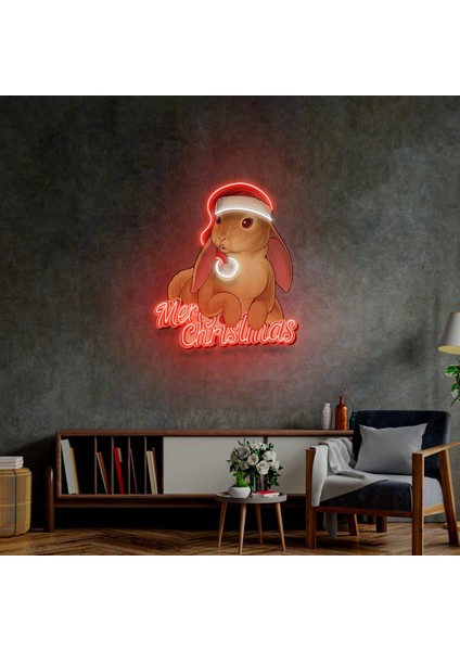Merry Christmas Rabbit Neon LED Yazı