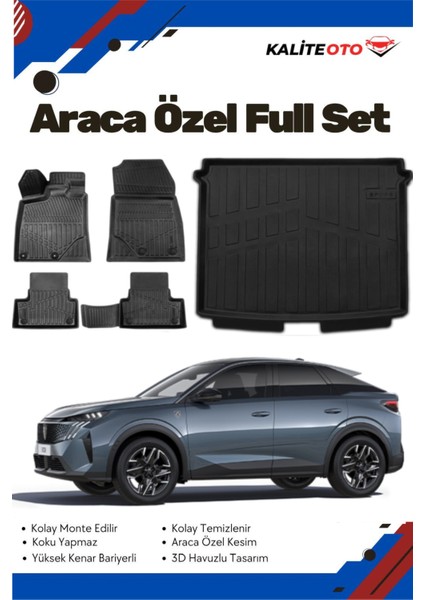 Peugeot 3008 Elektirikli 2024 Model Yumuşak Paspas+Üst Bagaj Havuzu Seti