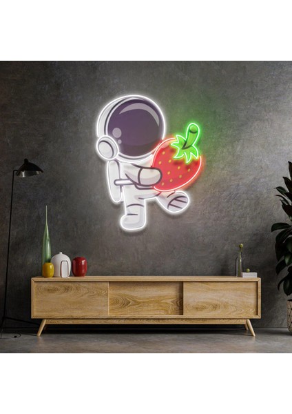 Baby Astronaut And Strawberry Neon LED