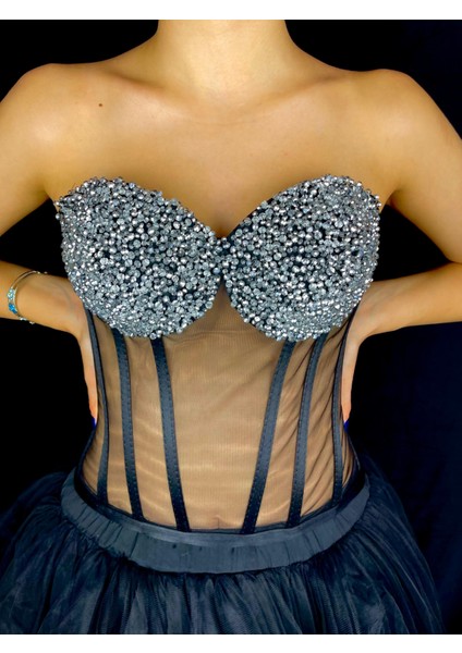 Siyah Taşlı El Yapımı Elegant Korse – Halloween Black Swan Korse fiyatları