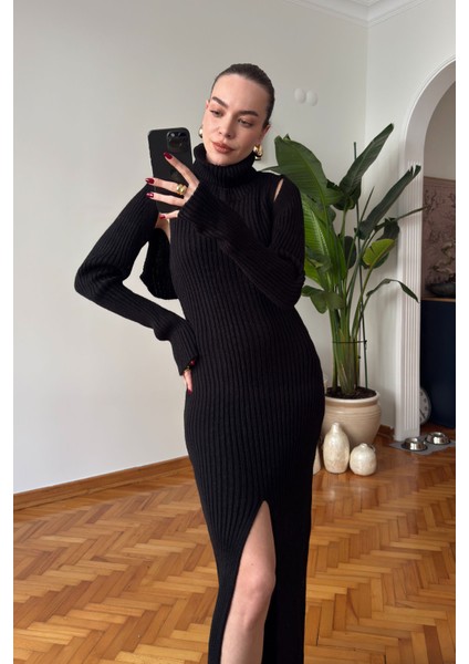 Triko Bluzlu Ithal Elbise Takım- Siyah fırsatları