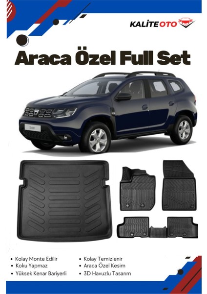 Dacia Duster 4x4 2021 Model Yumuşak Paspas+Bagaj Havuzu Seti