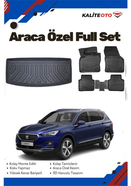 Seat Tarraco 7 Koltuk 2024 Model Yumuşak Paspas+Bagaj Havuzu Seti